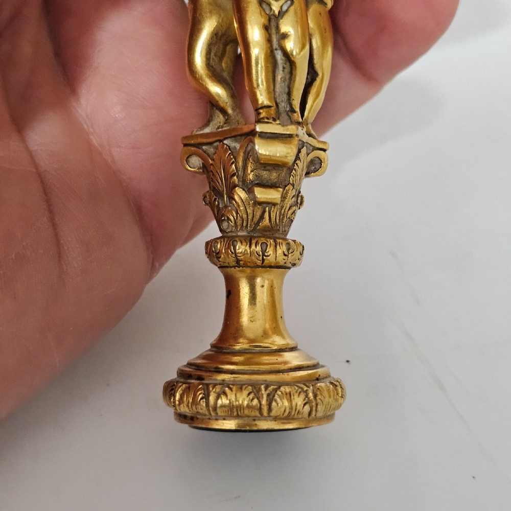 19thc Gilt Bronze & Malachite Mounted Desk Seal View X