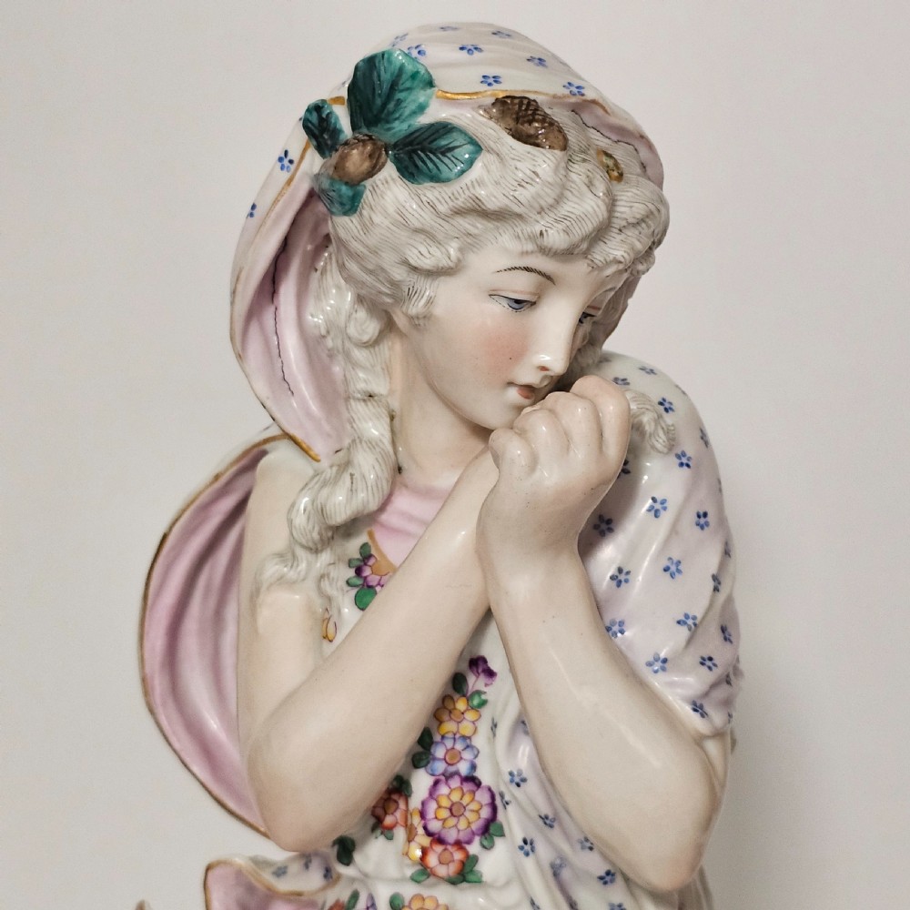 Stunning Large 19thc Porcelain Figure, Blue Crossed SWords Mark 47cm in height View X