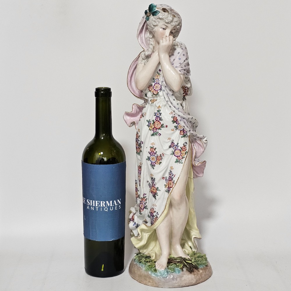 Stunning Large 19thc Porcelain Figure, Blue Crossed SWords Mark 47cm in height View XV
