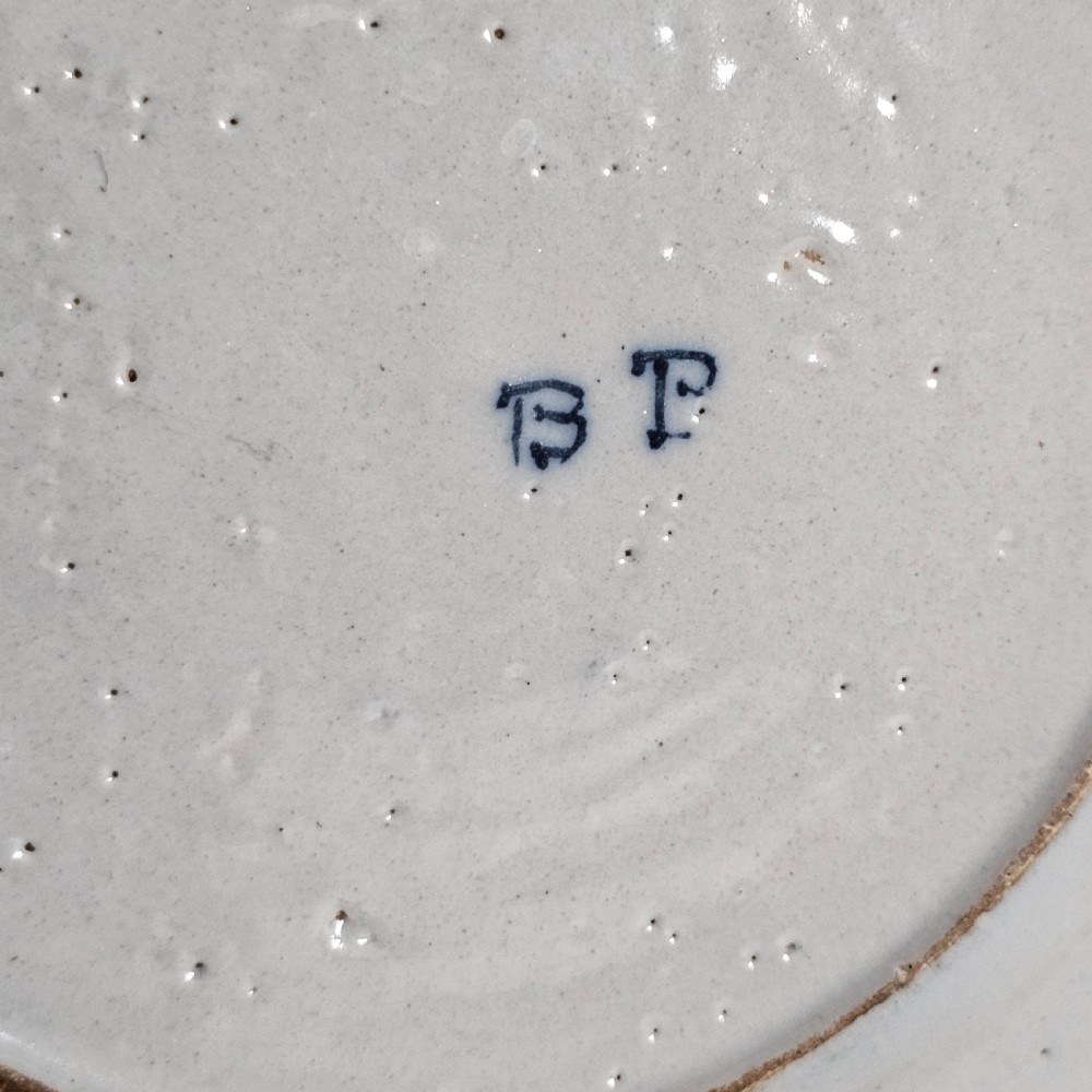 A Pair of Antique Dutch 18th Century Blue & White Faience Delft “Waaierbord”, or Peacock Plates View VII