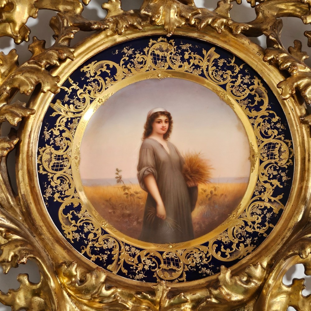 Fabulous 19thc Vienna Signed Porcelain Plate 'Ruth' Housed within a Stunning 54cm 19thc Florentine Frame  View IV