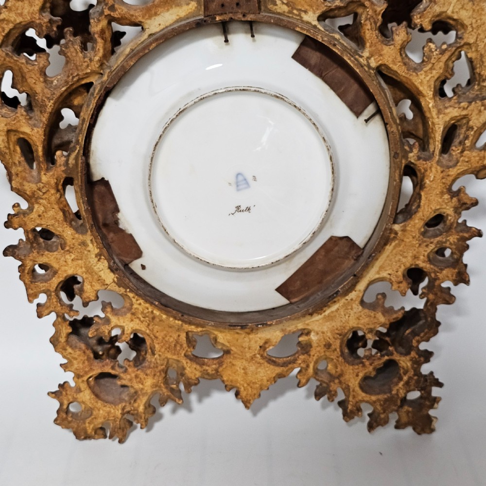 Fabulous 19thc Vienna Signed Porcelain Plate 'Ruth' Housed within a Stunning 54cm 19thc Florentine Frame  View X