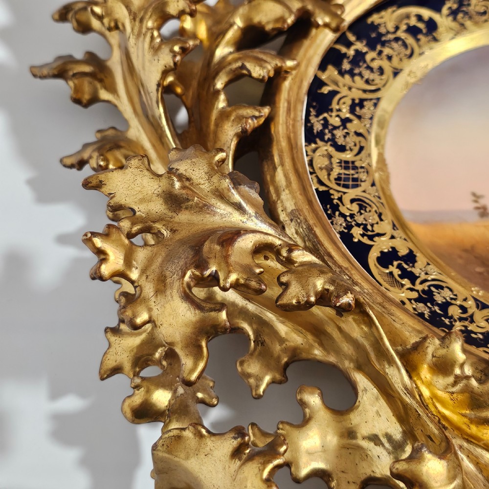 Fabulous 19thc Vienna Signed Porcelain Plate 'Ruth' Housed within a Stunning 54cm 19thc Florentine Frame  View XVI
