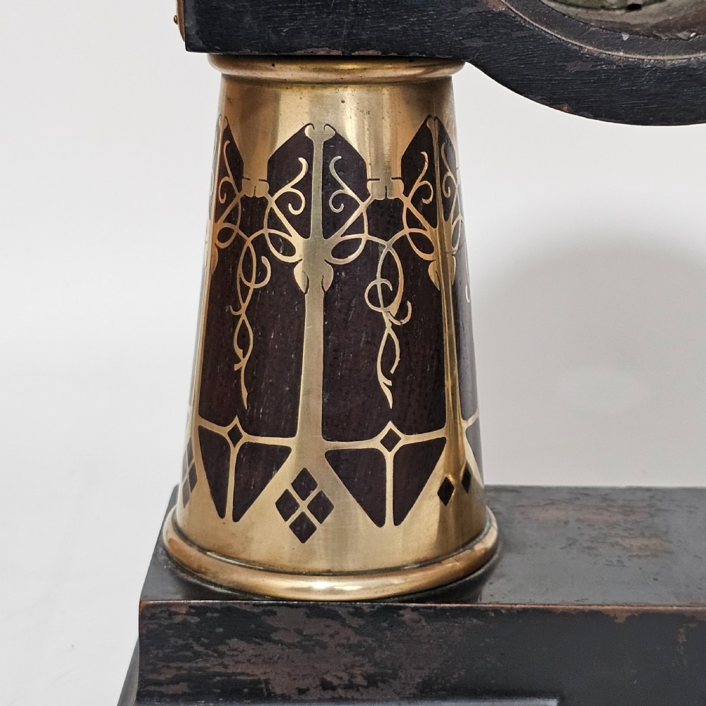 Erhard & Sohne Art Nouveau Secessionist brass and rosewood Intarsia clock Frame View XI