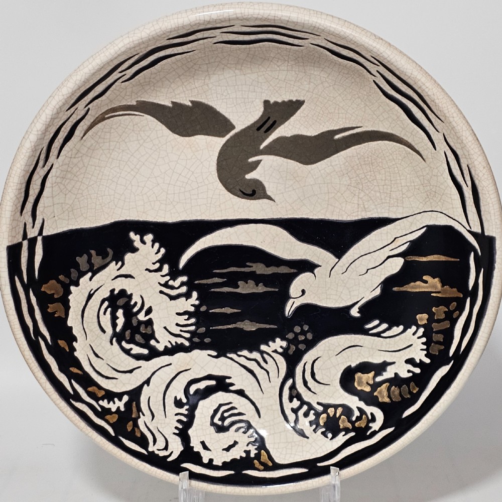 A Large Longwy Primavera art deco charger decorated with seagulls View VI