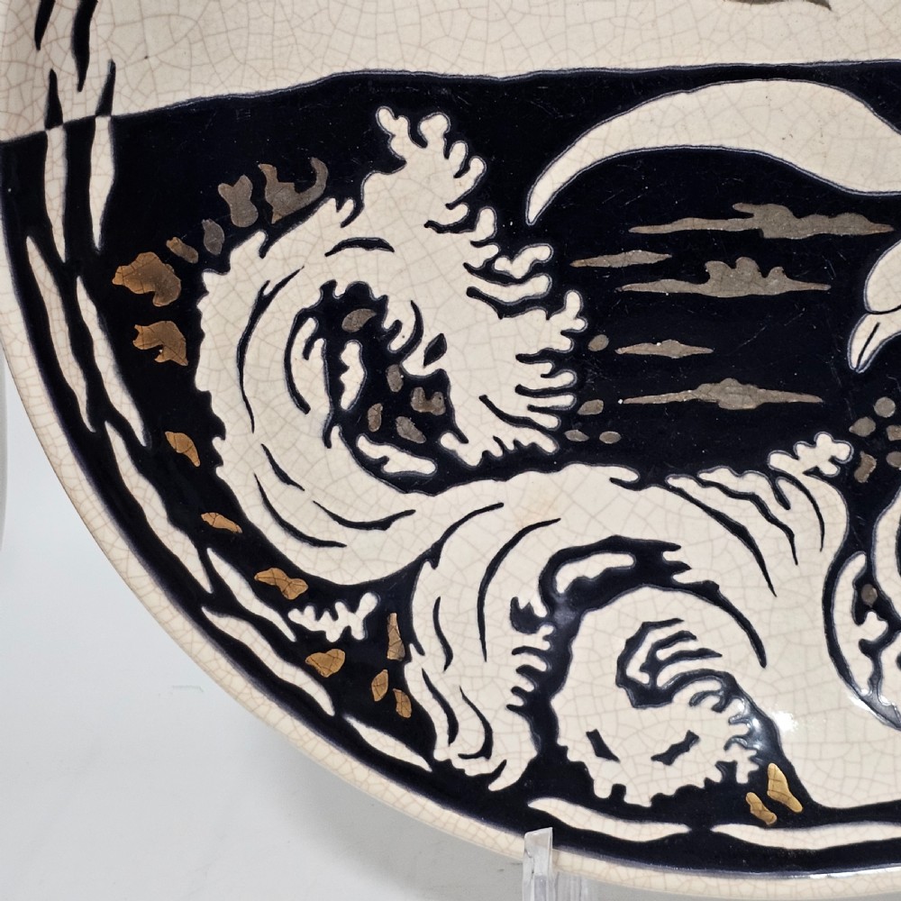 A Large Longwy Primavera art deco charger decorated with seagulls View VII