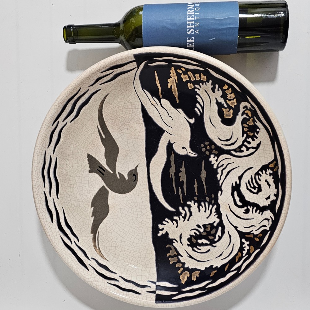 A Large Longwy Primavera art deco charger decorated with seagulls View XV