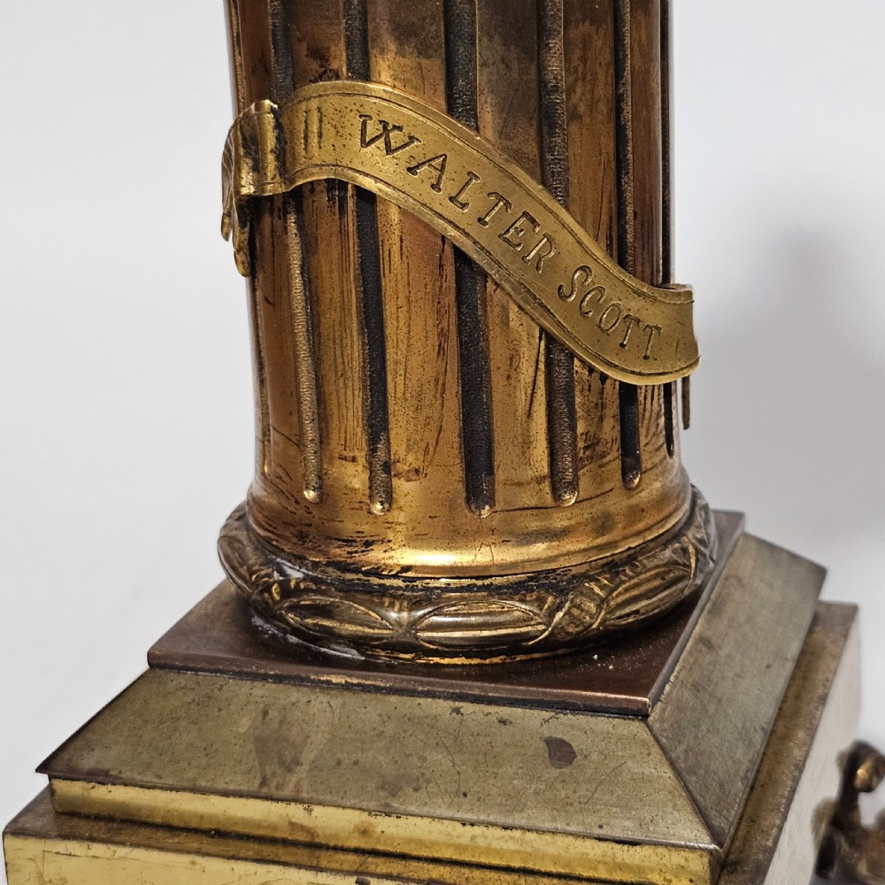 Fine 19thc 34cm Gilt Bronze Bust of Sir Walter Scott on Fluted Bronze Column  View IV