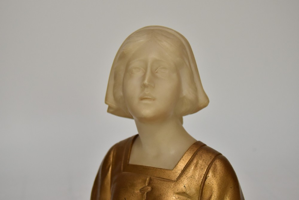 Gustave Van Vaerenbergh (Belgian, 1873–1927) – Alabaster and Gilt Bust of a Maiden View II