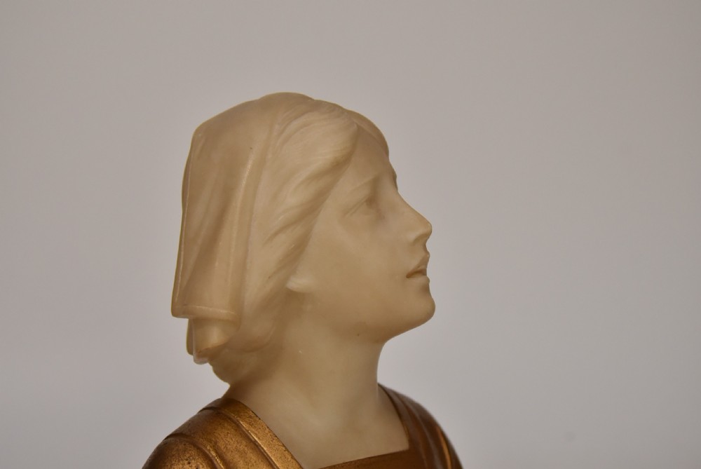 Gustave Van Vaerenbergh (Belgian, 1873–1927) – Alabaster and Gilt Bust of a Maiden View IV