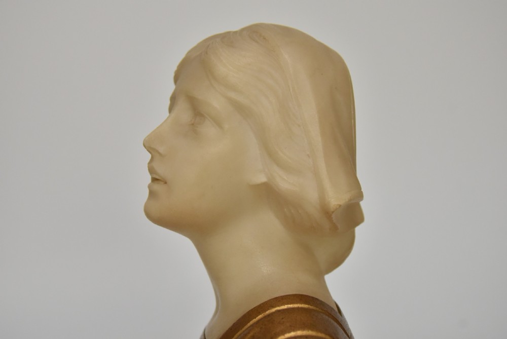 Gustave Van Vaerenbergh (Belgian, 1873–1927) – Alabaster and Gilt Bust of a Maiden View VI