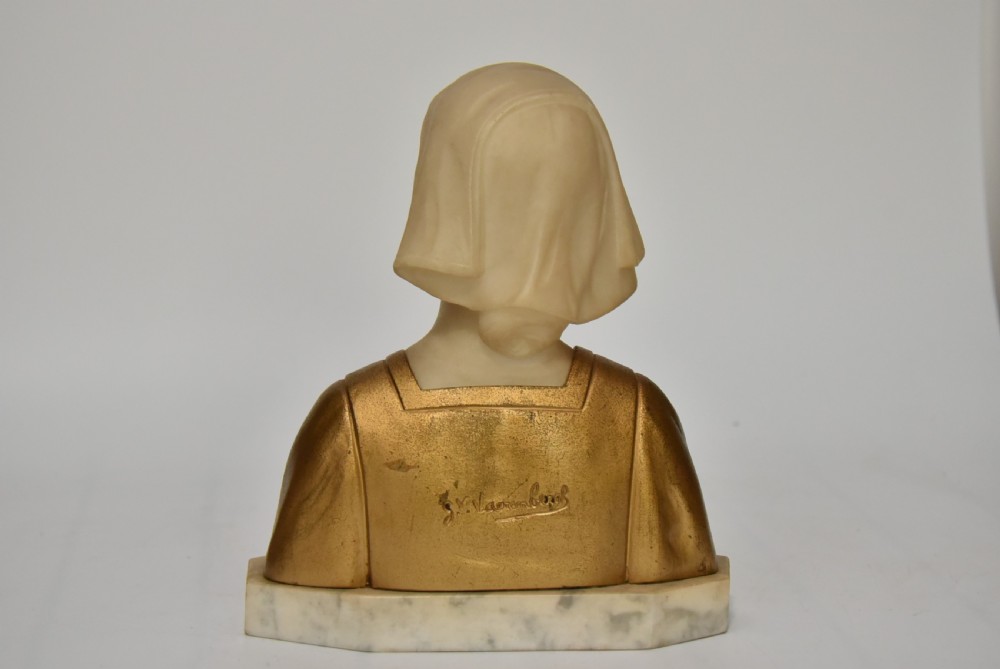 Gustave Van Vaerenbergh (Belgian, 1873–1927) – Alabaster and Gilt Bust of a Maiden View VII