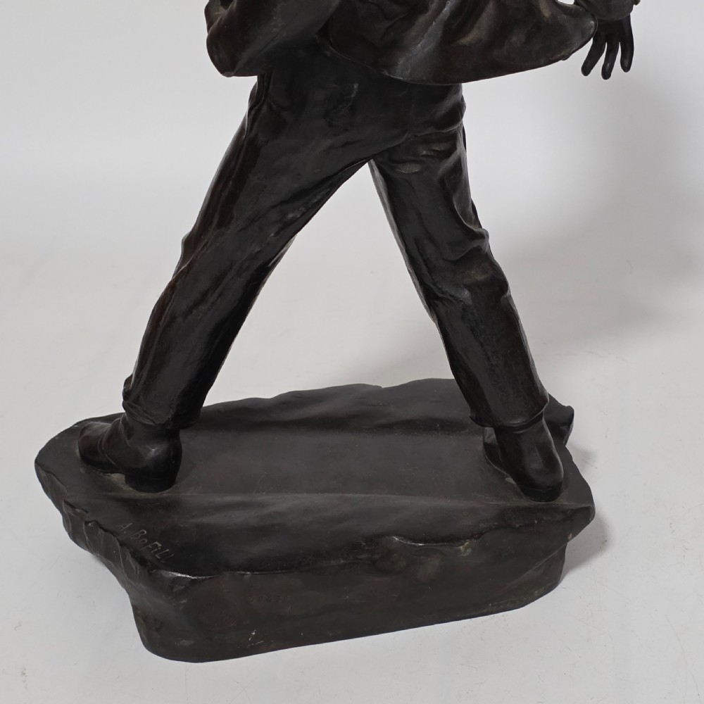 Antoine Bofill (Spanish, 1875-1939), 'La Glissade', 37cm bronze figure of a boy sliding on ice View V