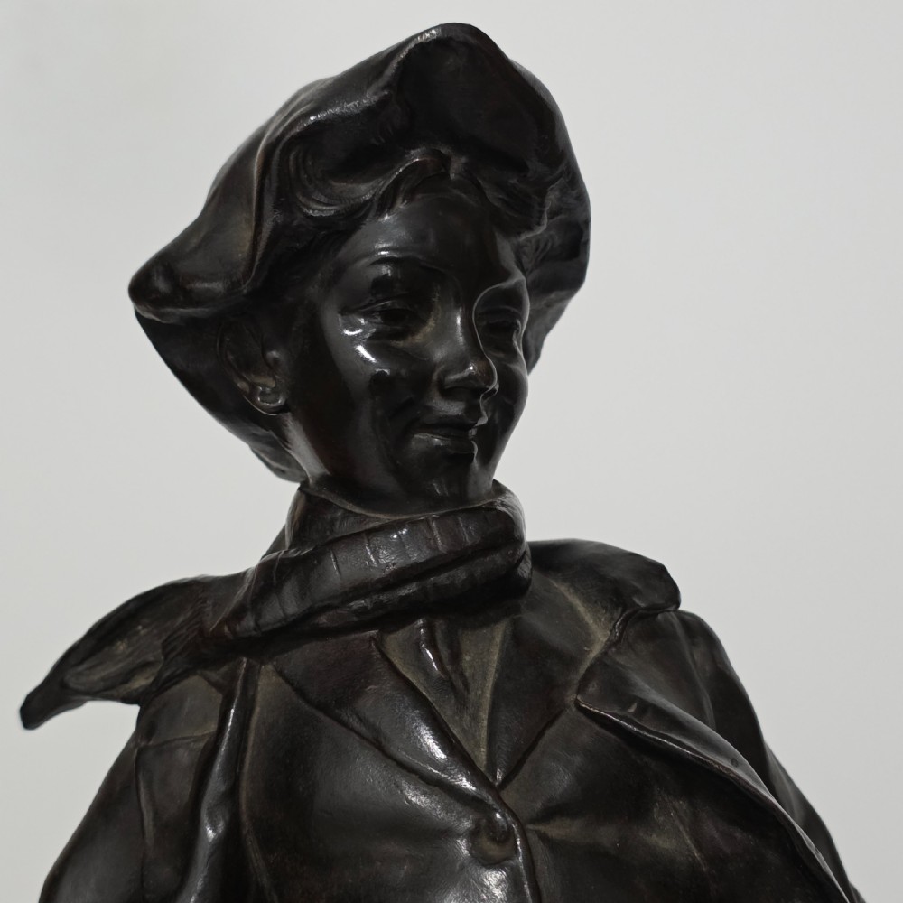 Antoine Bofill (Spanish, 1875-1939), 'La Glissade', 37cm bronze figure of a boy sliding on ice View XIV