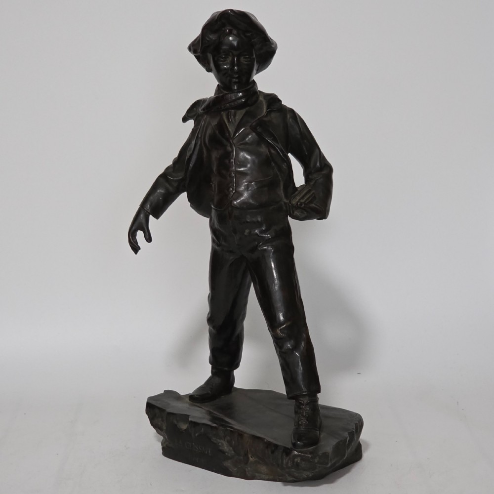 Antoine Bofill (Spanish, 1875-1939), 'La Glissade', 37cm bronze figure of a boy sliding on ice View XXII