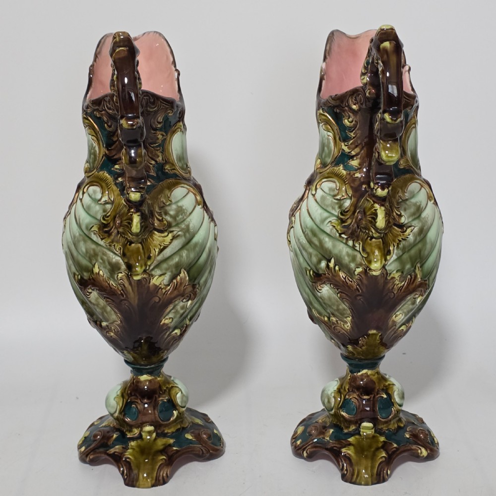 A Highly Decorative Large Austrian Pair of Antique Ewers c1880 View II
