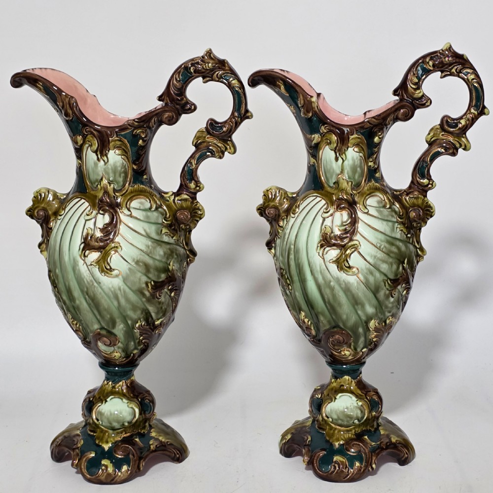 A Highly Decorative Large Austrian Pair of Antique Ewers c1880 View III
