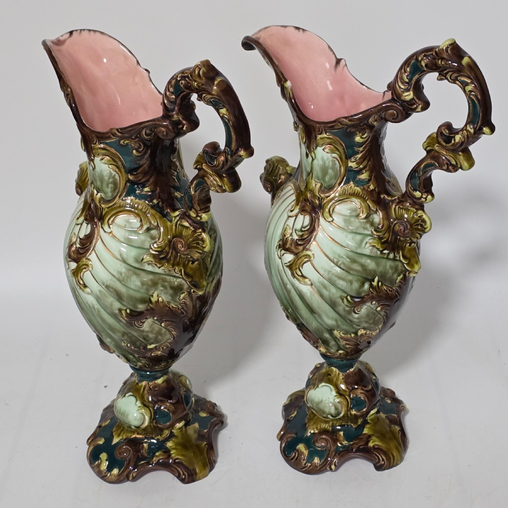 A Highly Decorative Large Austrian Pair of Antique Ewers c1880 View IV