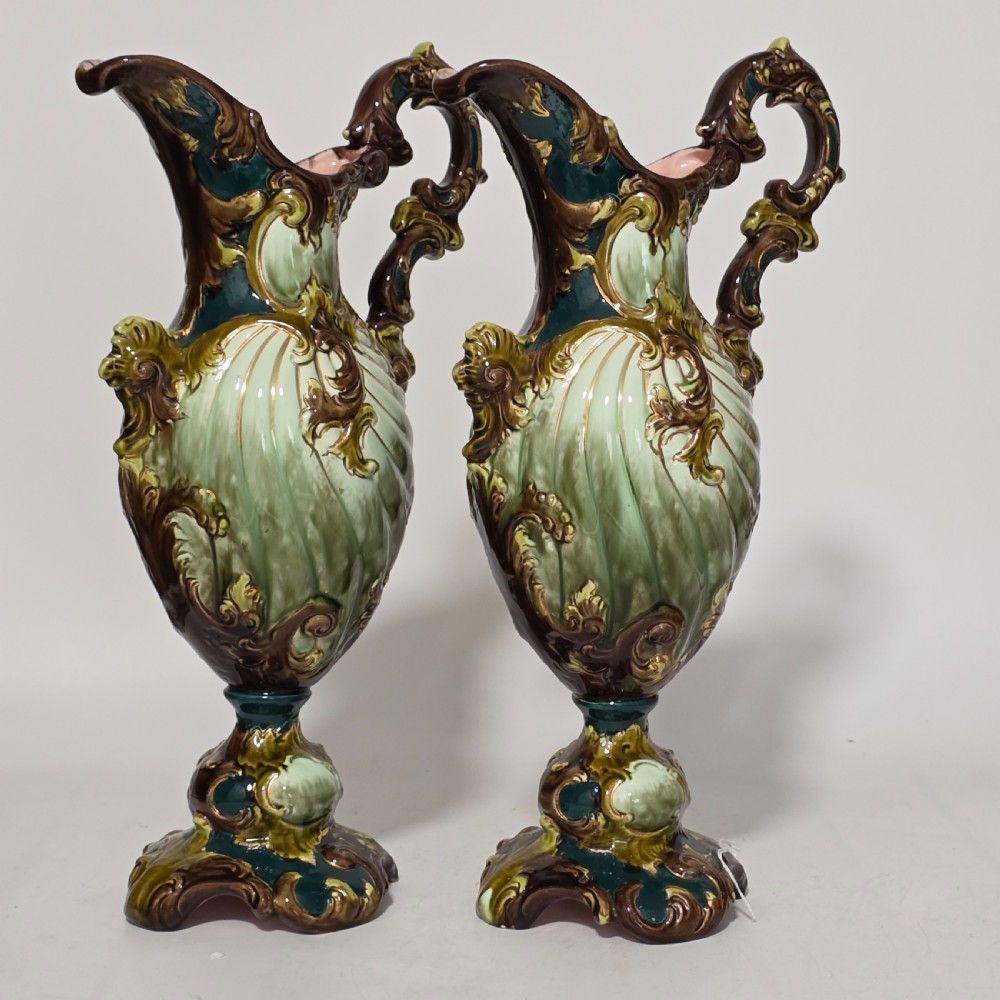 A Highly Decorative Large Austrian Pair of Antique Ewers c1880 View V