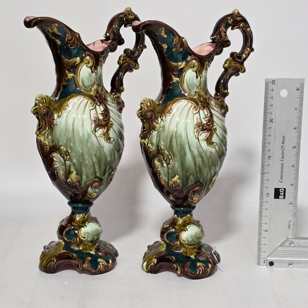 A Highly Decorative Large Austrian Pair of Antique Ewers c1880 View VI