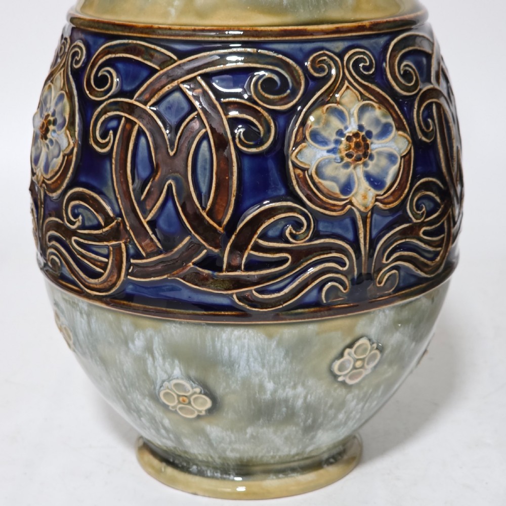 Large Pair Of Royal Doulton Stoneware Art Nouveau Vases No.6114 by MB c.1905 View IV