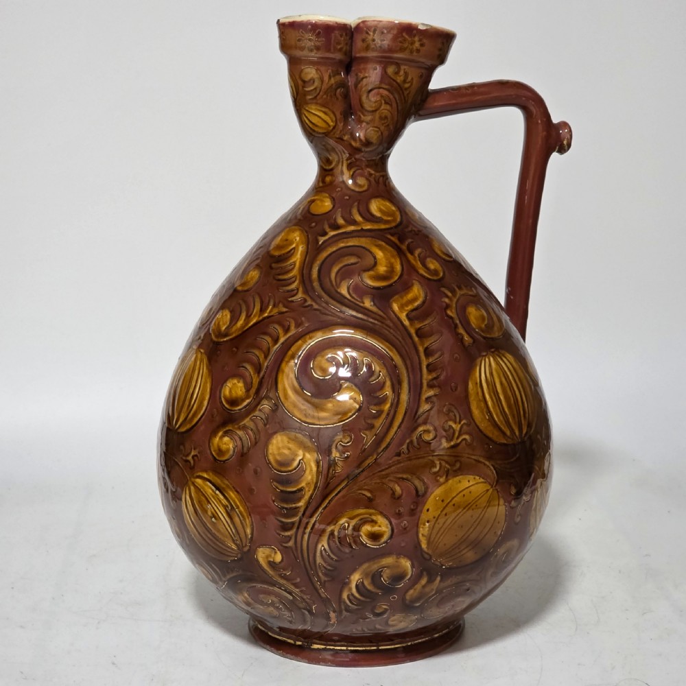 A rare Large (34cm) Vilmos Zsolnay Pecs 962 (1882-85) Hungarian Pottery Jug Pitcher