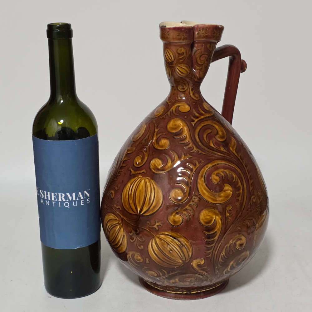 A rare Large (34cm) Vilmos Zsolnay Pecs 962 (1882-85) Hungarian Pottery Jug Pitcher View II