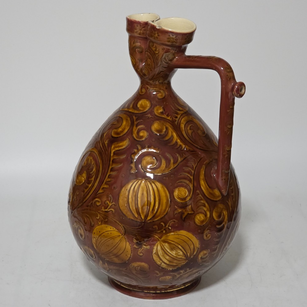 A rare Large (34cm) Vilmos Zsolnay Pecs 962 (1882-85) Hungarian Pottery Jug Pitcher View XI