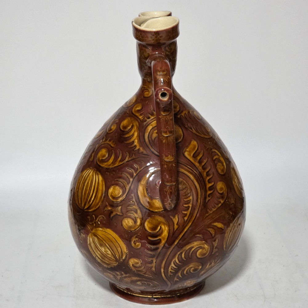 A rare Large (34cm) Vilmos Zsolnay Pecs 962 (1882-85) Hungarian Pottery Jug Pitcher View XII