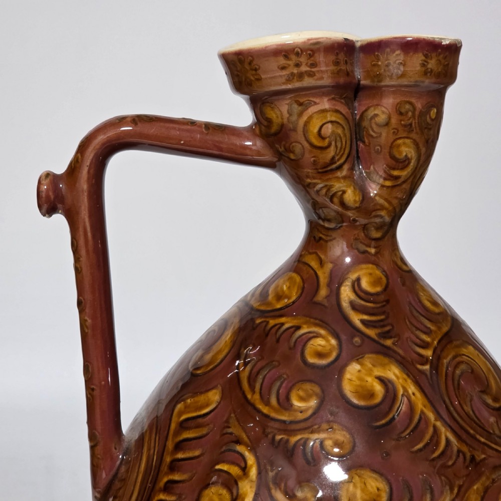A rare Large (34cm) Vilmos Zsolnay Pecs 962 (1882-85) Hungarian Pottery Jug Pitcher View XIII