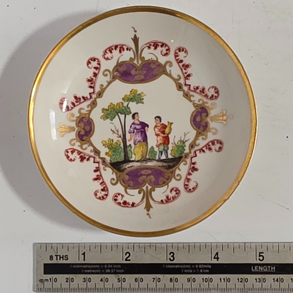 Antique 18th Century Doccia Porcelain Saucer Dish Figures Flowers Scarce View IX