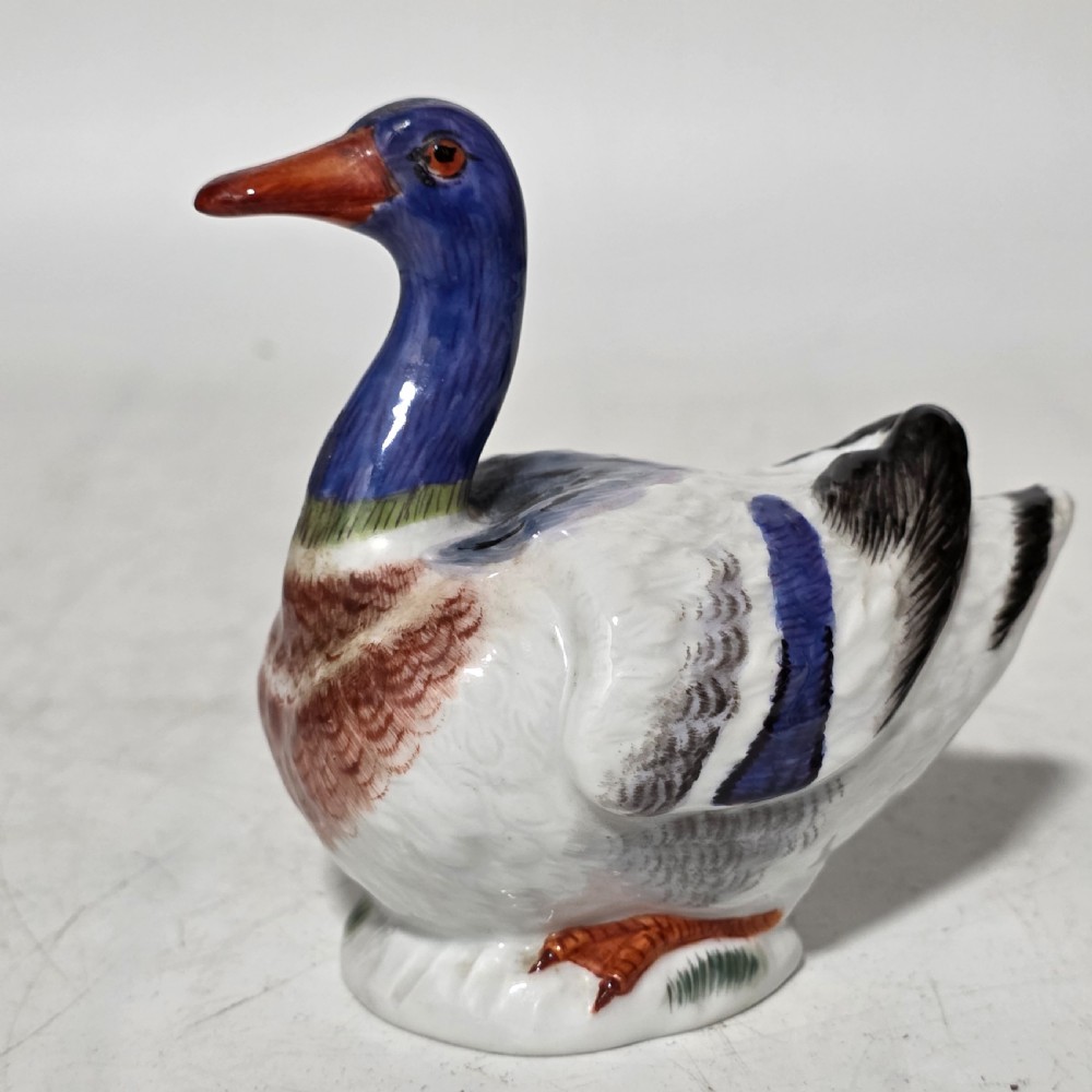 Antique German Meissen Porcelain Duck Figurine Hand Painted 1477