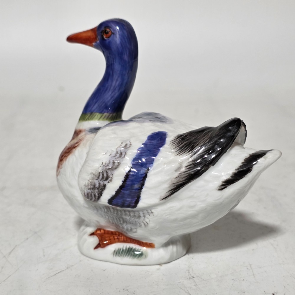 Antique German Meissen Porcelain Duck Figurine Hand Painted 1477 View II