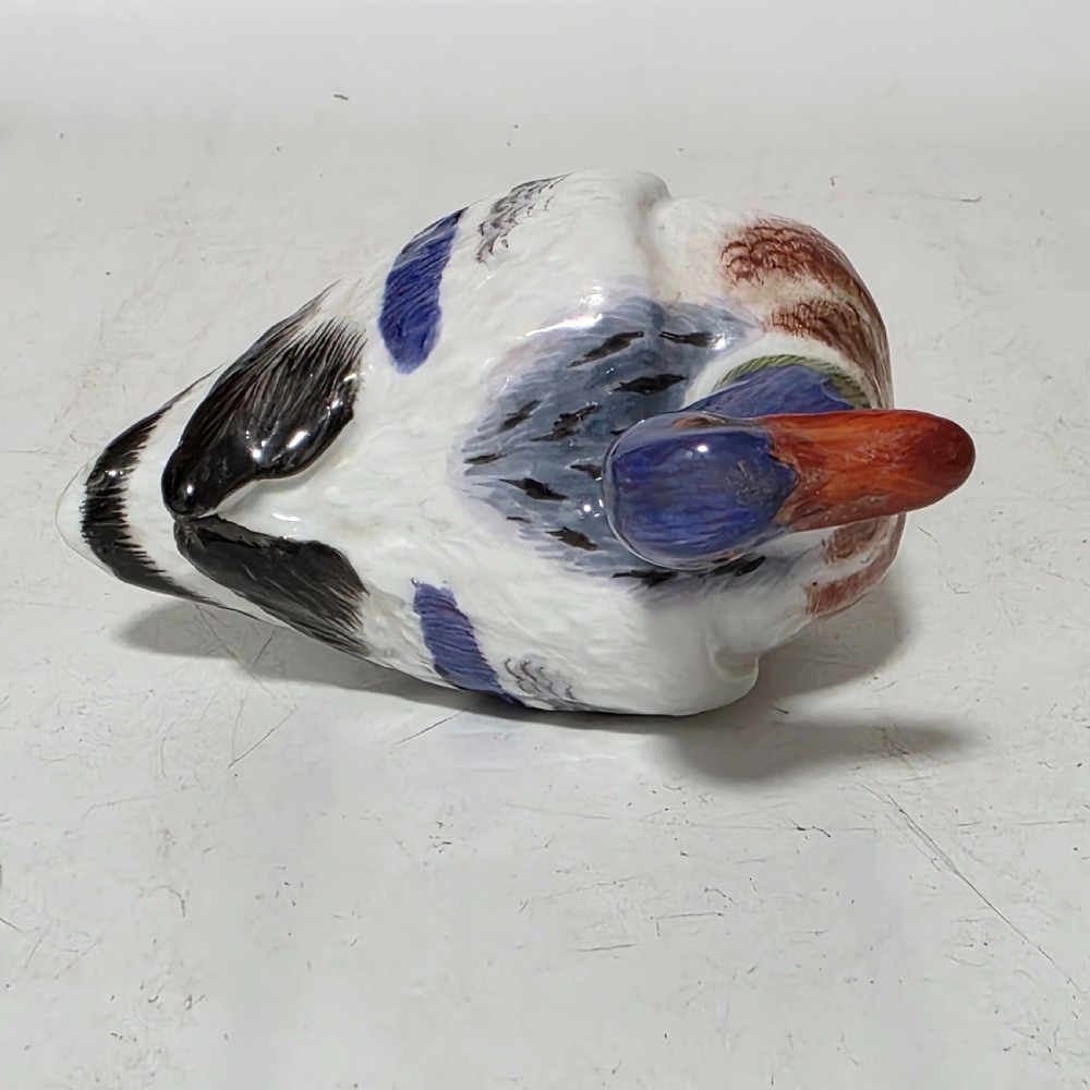 Antique German Meissen Porcelain Duck Figurine Hand Painted 1477 View IV