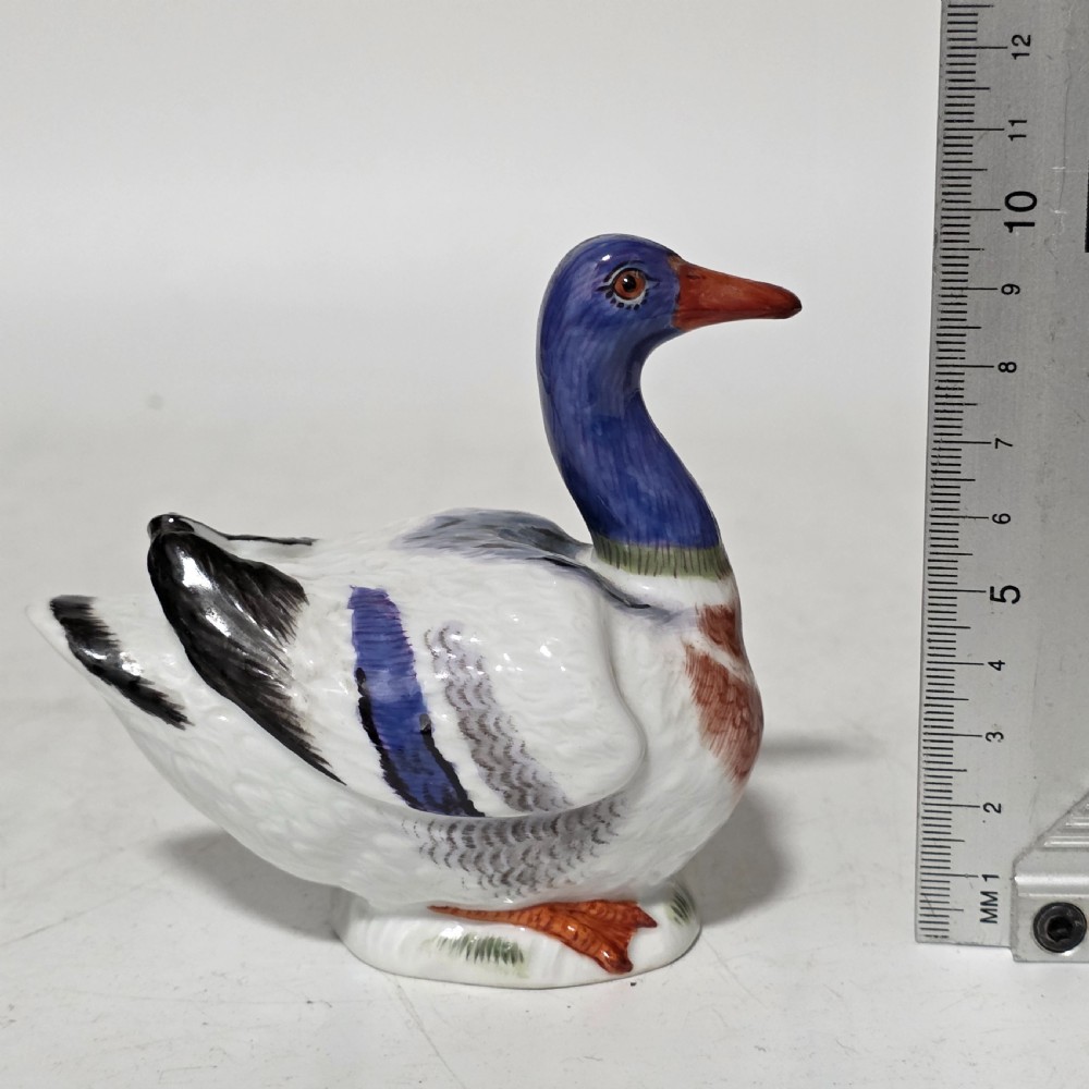 Antique German Meissen Porcelain Duck Figurine Hand Painted 1477 View IX