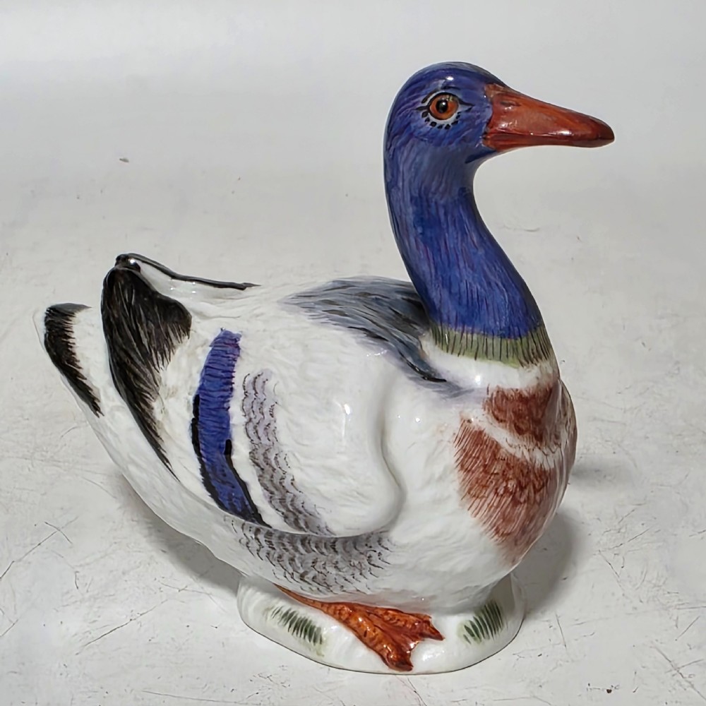 Antique German Meissen Porcelain Duck Figurine Hand Painted 1477 View X