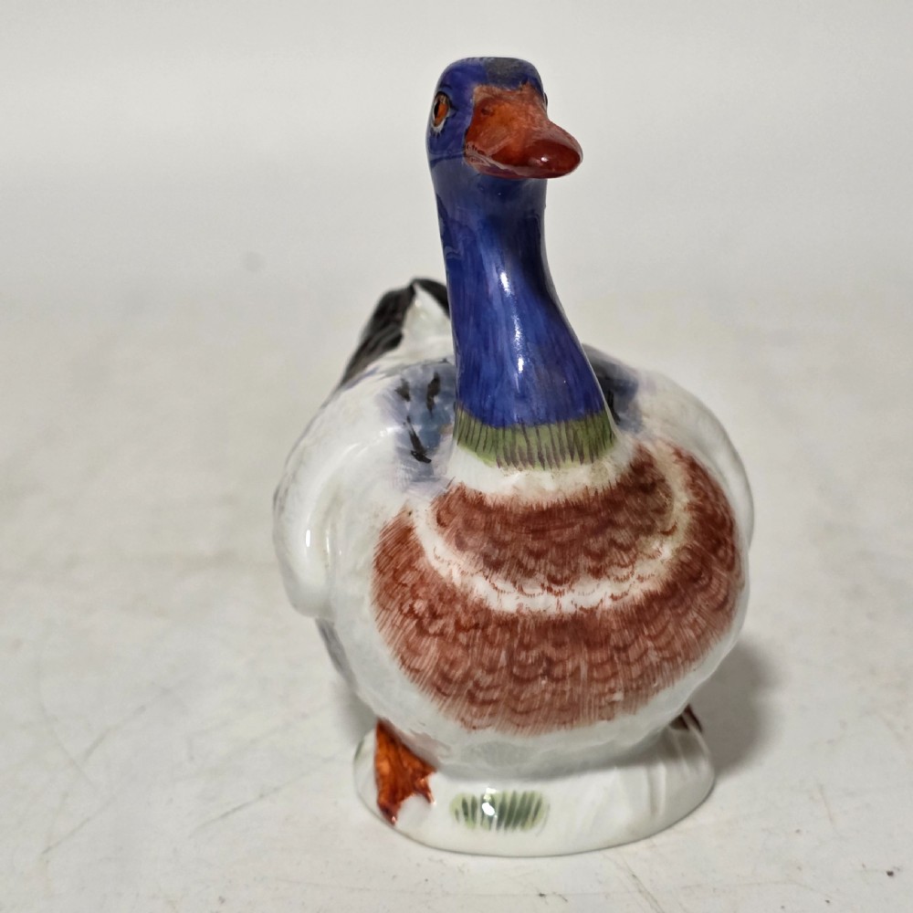 Antique German Meissen Porcelain Duck Figurine Hand Painted 1477 View XI