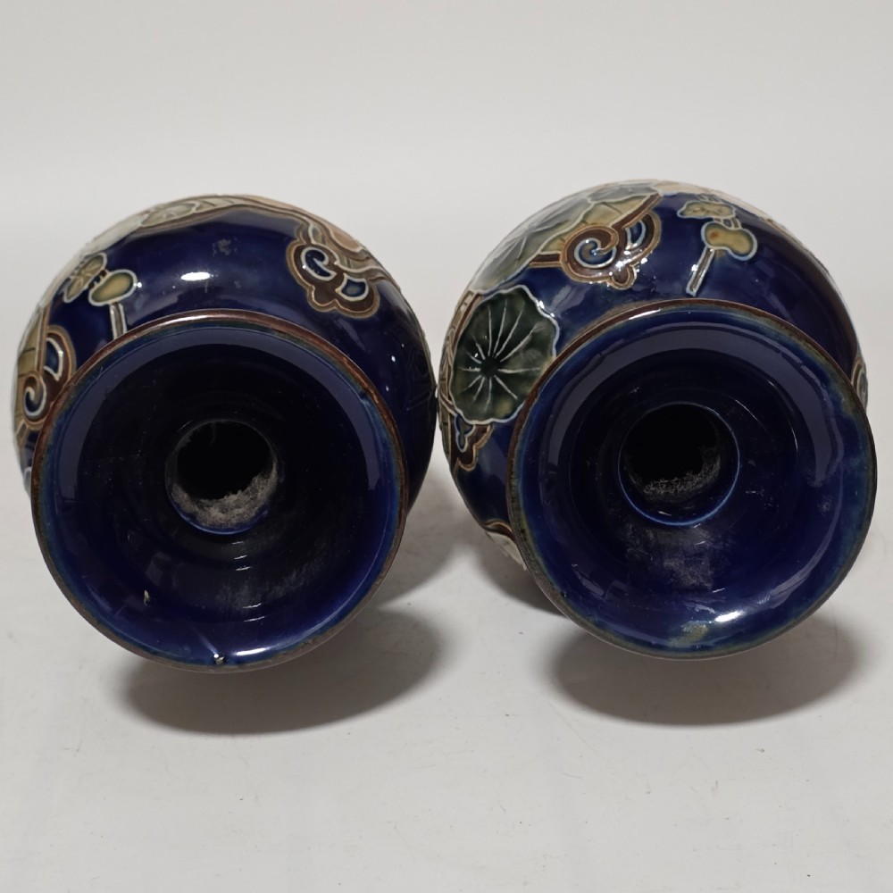 Exquisite Large Art Nouveau Pair Royal Doulton Vases c1910 View V