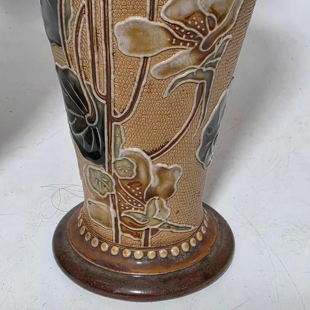 Exquisite Large Art Nouveau Pair Royal Doulton Vases c1910 View VI