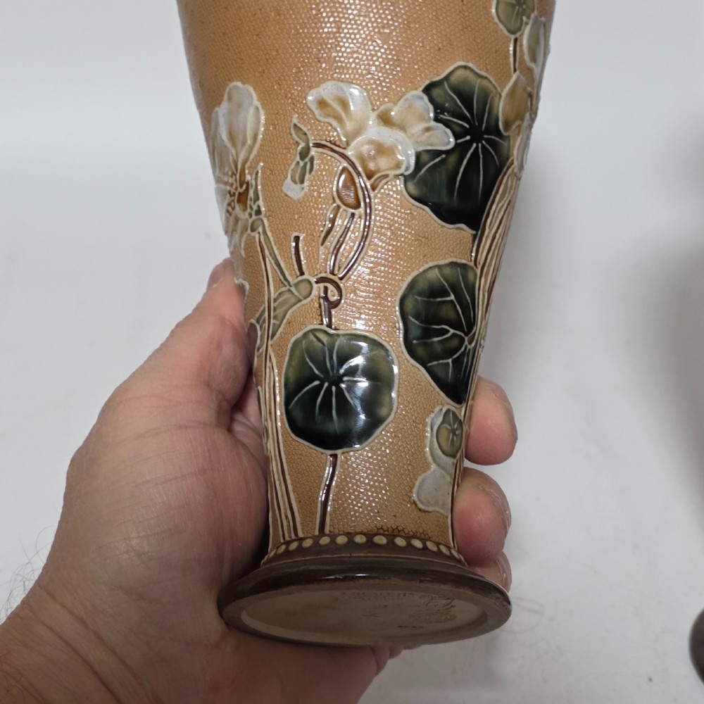 Exquisite Large Art Nouveau Pair Royal Doulton Vases c1910 View XIV
