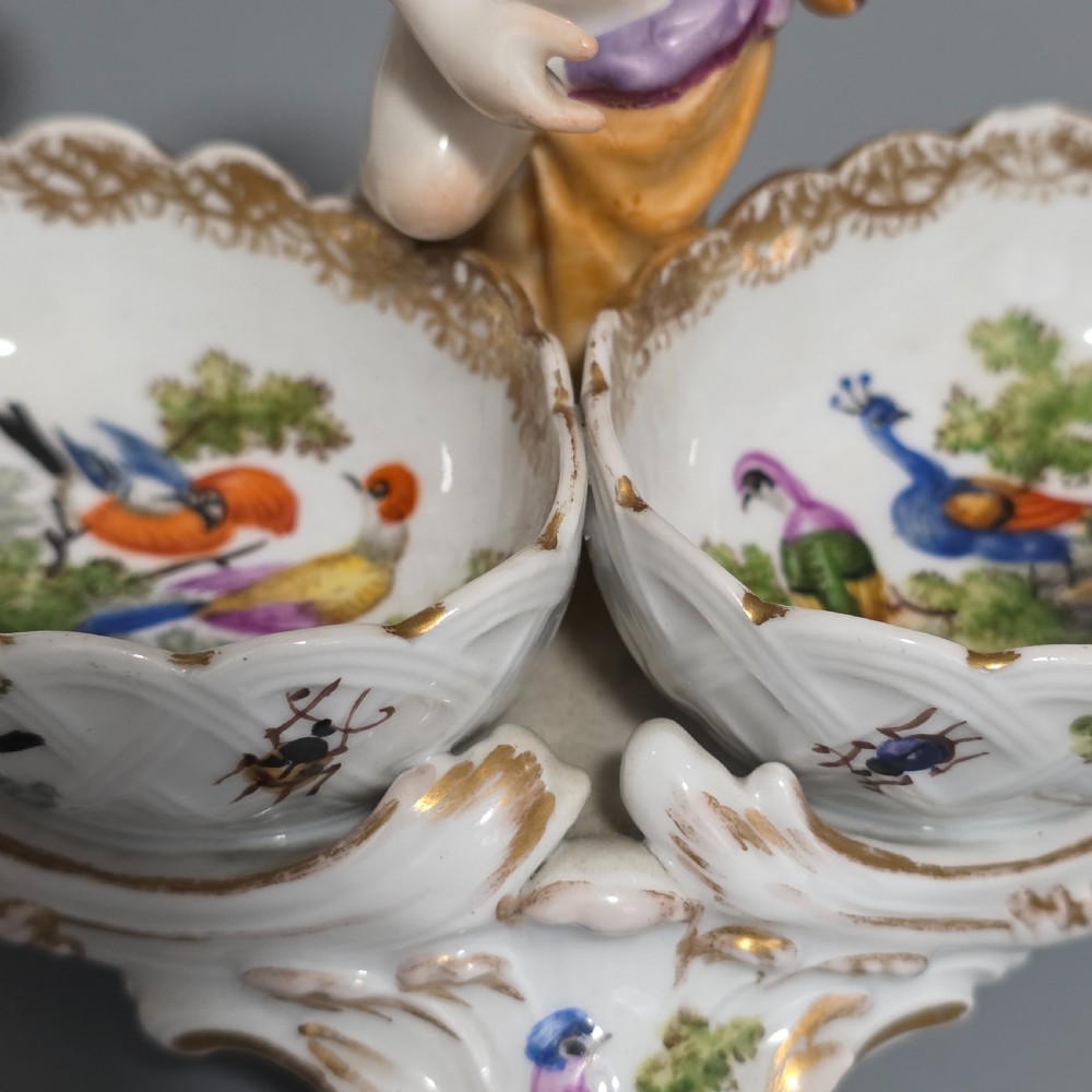 Fine pair of 19th Century German Porcelain Kpm Berlin Hand Painted Double Salts View VI
