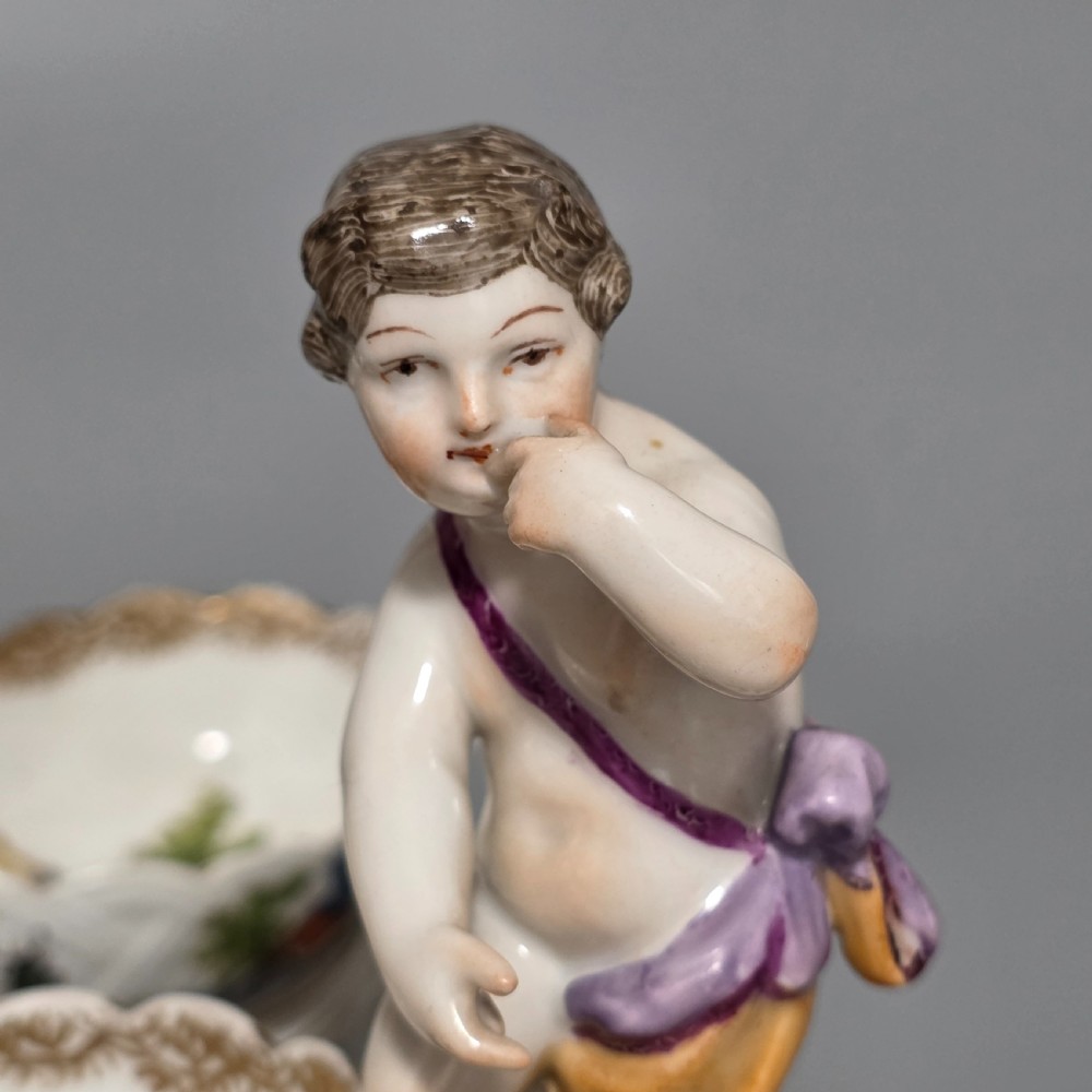 Fine pair of 19th Century German Porcelain Kpm Berlin Hand Painted Double Salts View VIII