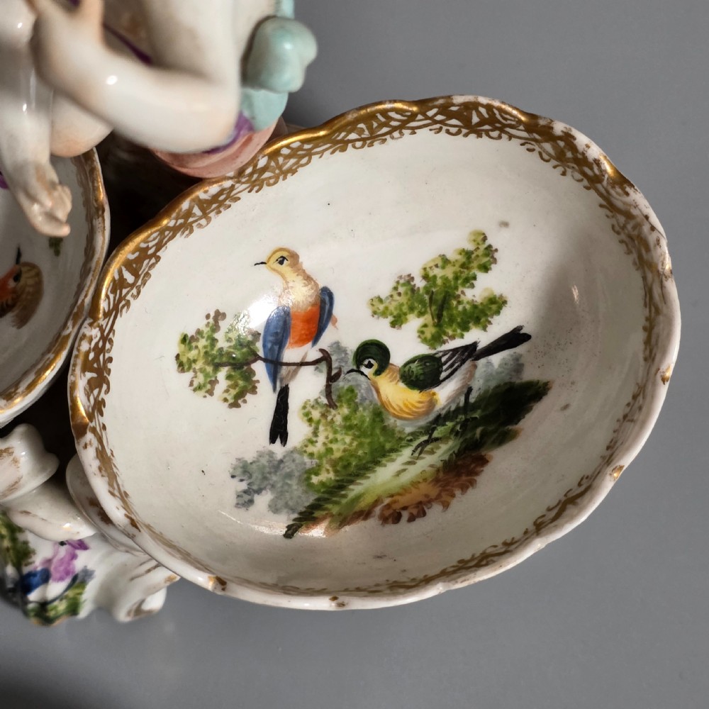 Fine pair of 19th Century German Porcelain Kpm Berlin Hand Painted Double Salts View XIII