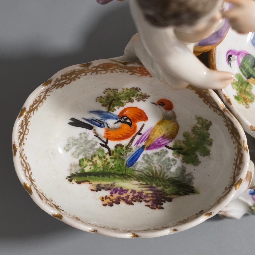 Fine pair of 19th Century German Porcelain Kpm Berlin Hand Painted Double Salts View XV