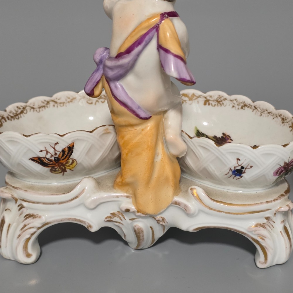 Fine pair of 19th Century German Porcelain Kpm Berlin Hand Painted Double Salts View XVI