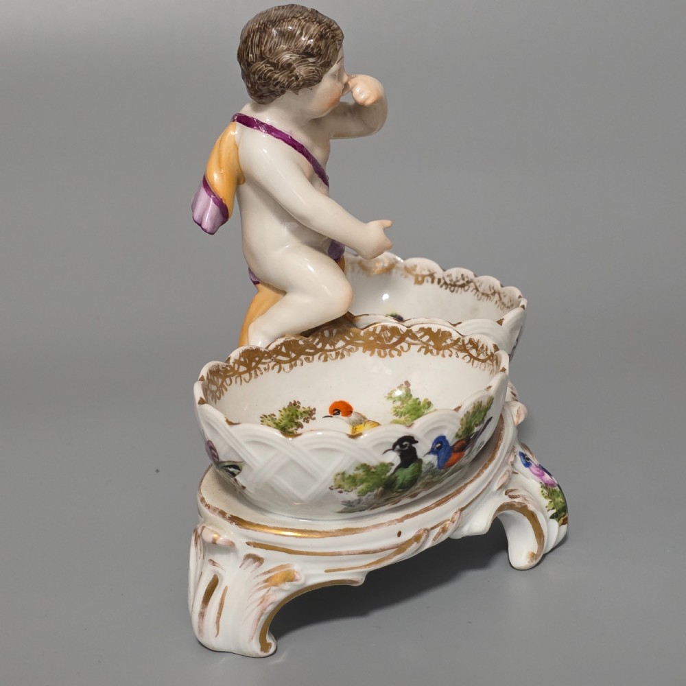 Fine pair of 19th Century German Porcelain Kpm Berlin Hand Painted Double Salts View XVII