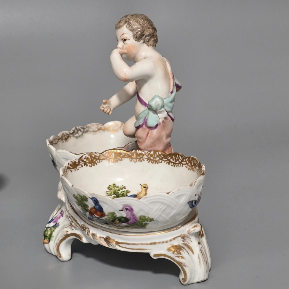Fine pair of 19th Century German Porcelain Kpm Berlin Hand Painted Double Salts View XVIII