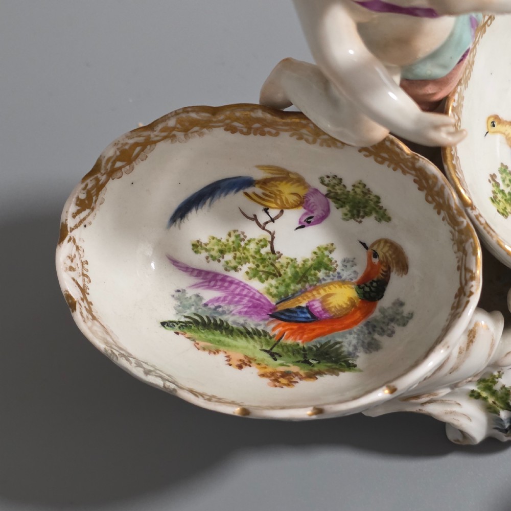 Fine pair of 19th Century German Porcelain Kpm Berlin Hand Painted Double Salts View XXI