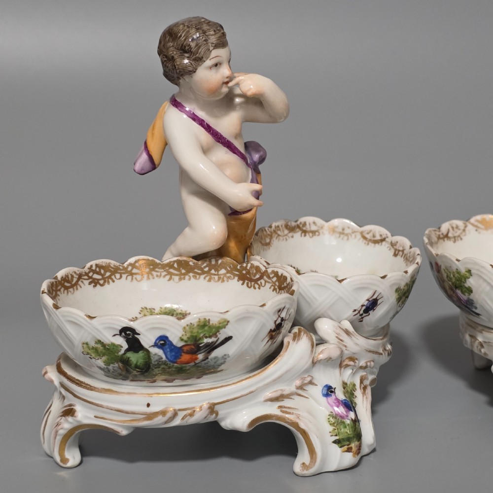 Fine pair of 19th Century German Porcelain Kpm Berlin Hand Painted Double Salts View XXII