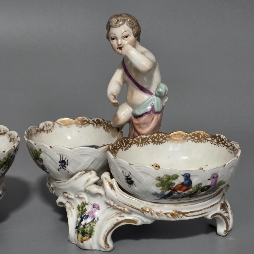 Fine pair of 19th Century German Porcelain Kpm Berlin Hand Painted Double Salts View XXIII